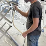 Powder coating white side tables