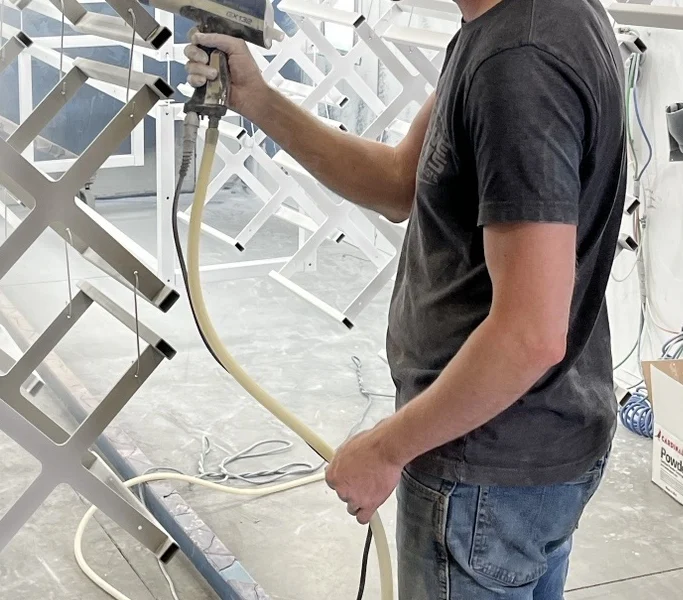 Powder coating white side tables